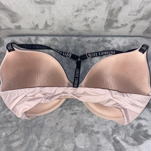 Victoria's Secret Uplift Demi Bra 36DDD Front Closure Logo Strap Nude Beige - Picture 7 of 10